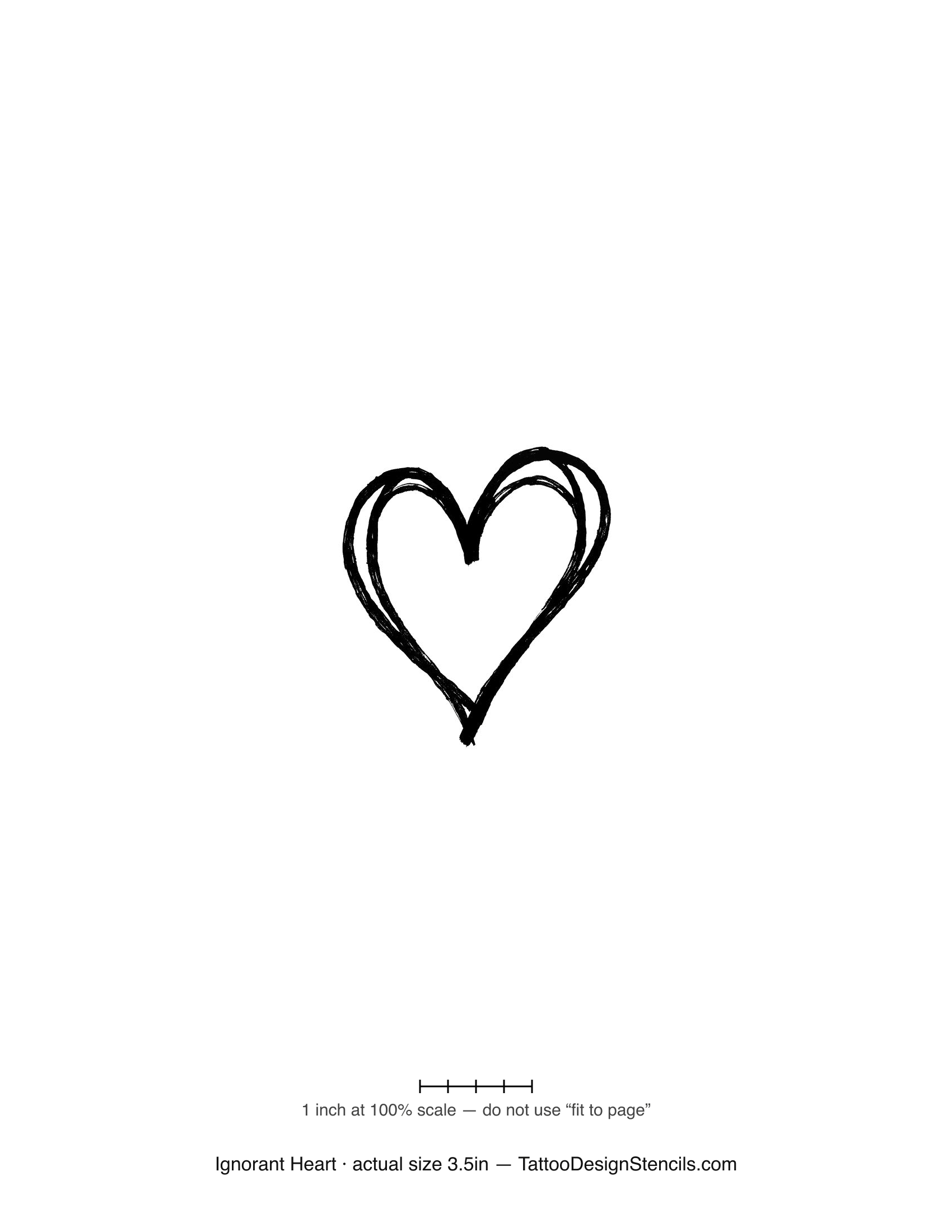 Ignorant style heart tattoo stencil — scratchy crude doodle heart