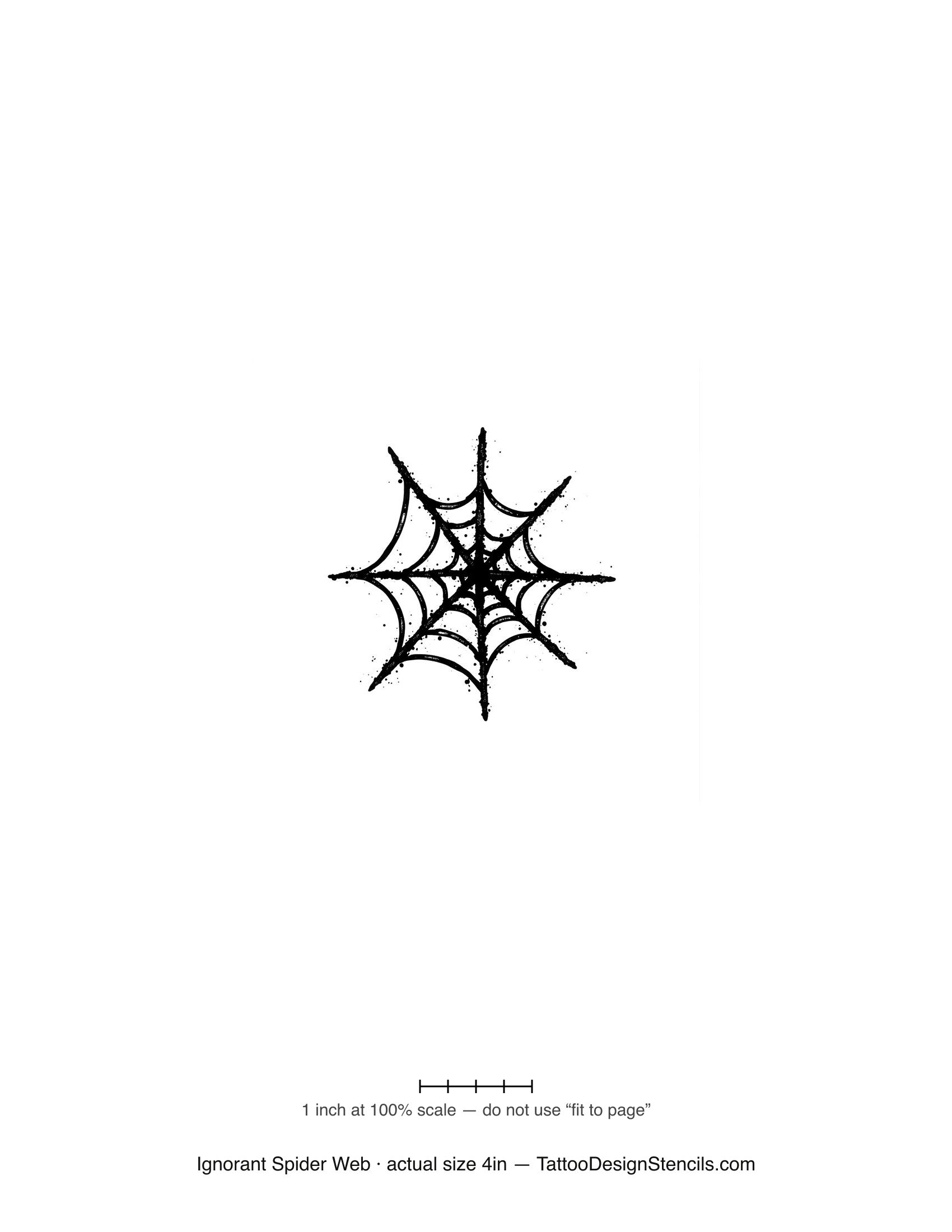 Ignorant style spider web tattoo stencil — loose splattered crude web
