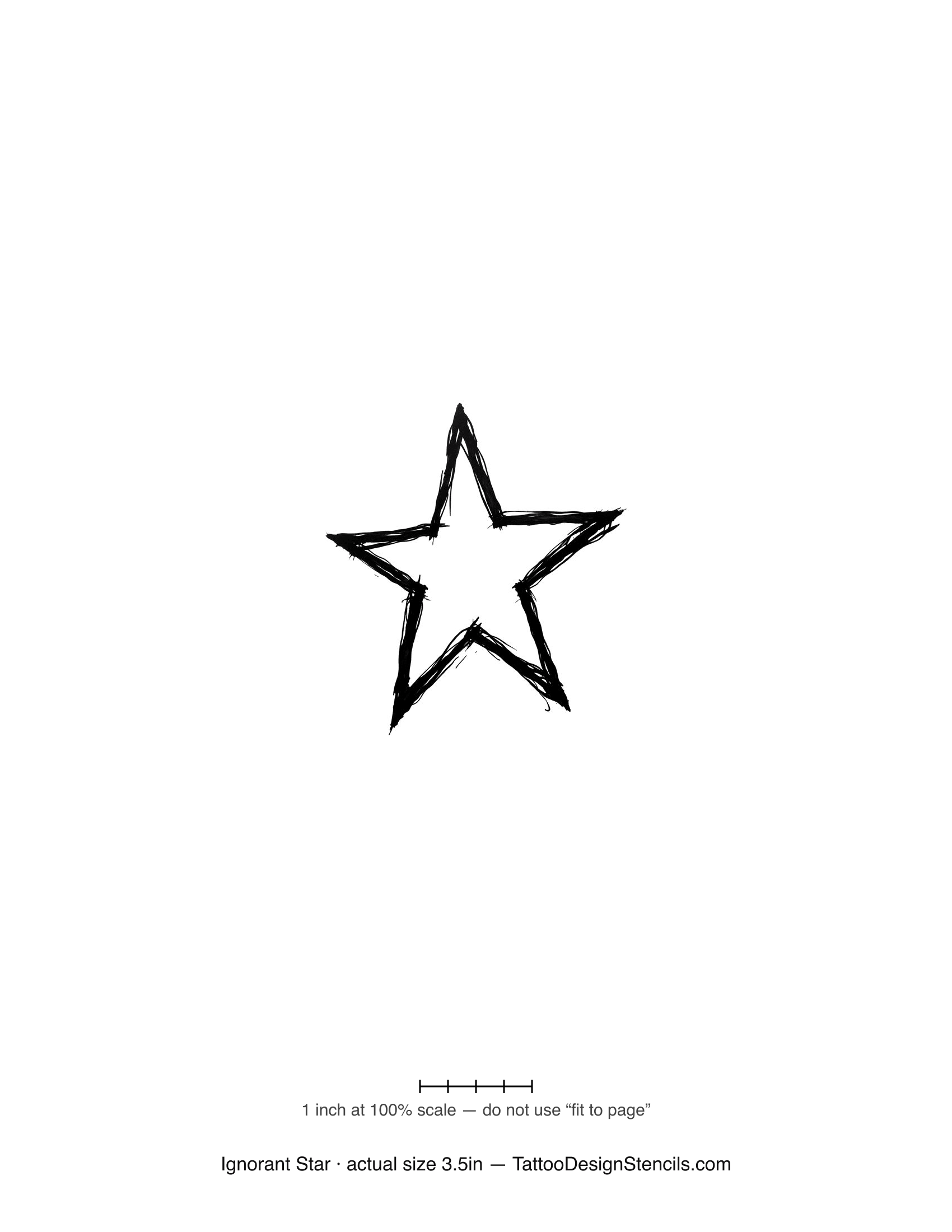 Ignorant style star tattoo stencil — lopsided crude scrawled star
