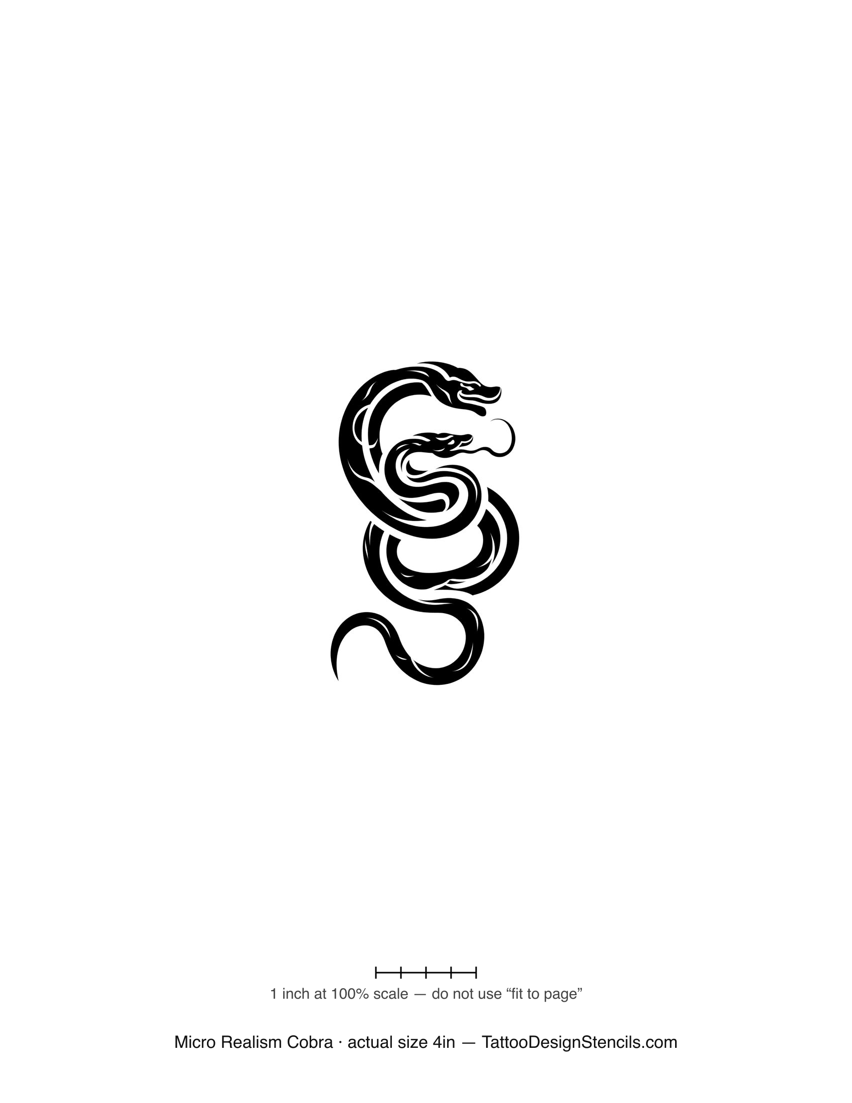 Micro realism cobra tattoo stencil — realistic detailed cobra