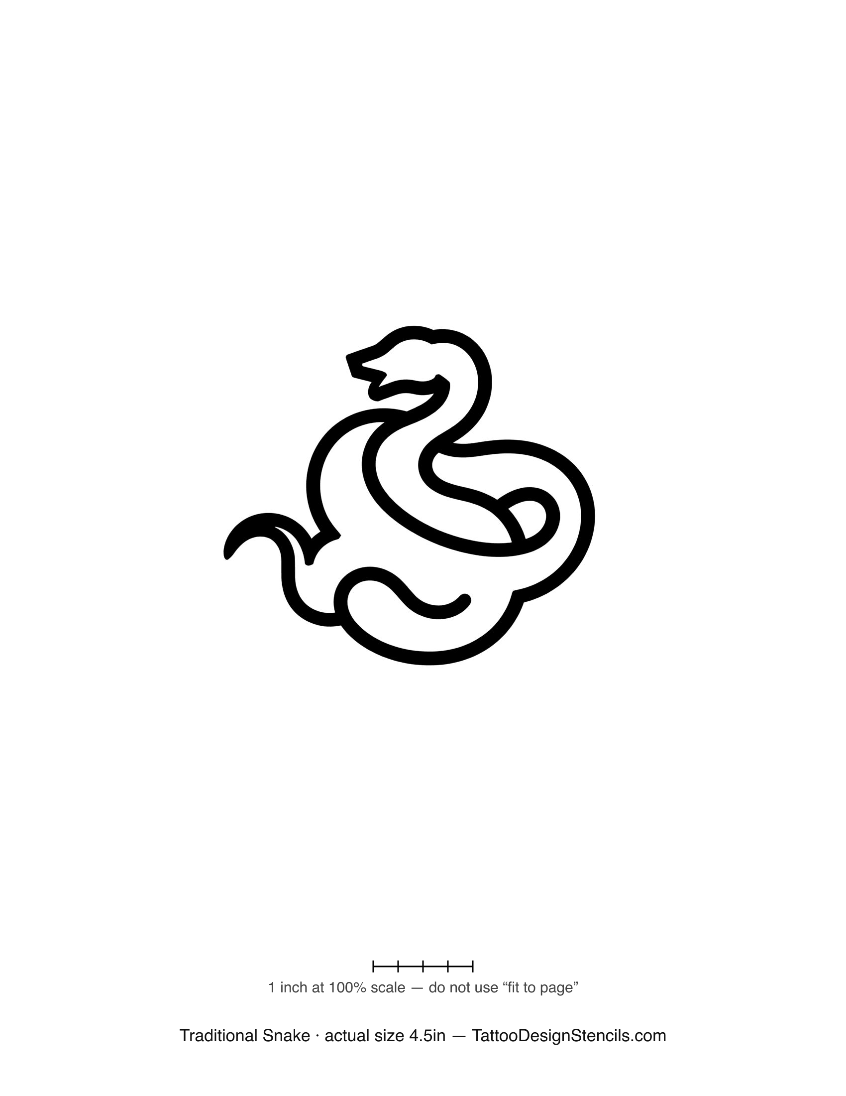 Traditional snake tattoo stencil — bold old-school flash serpent