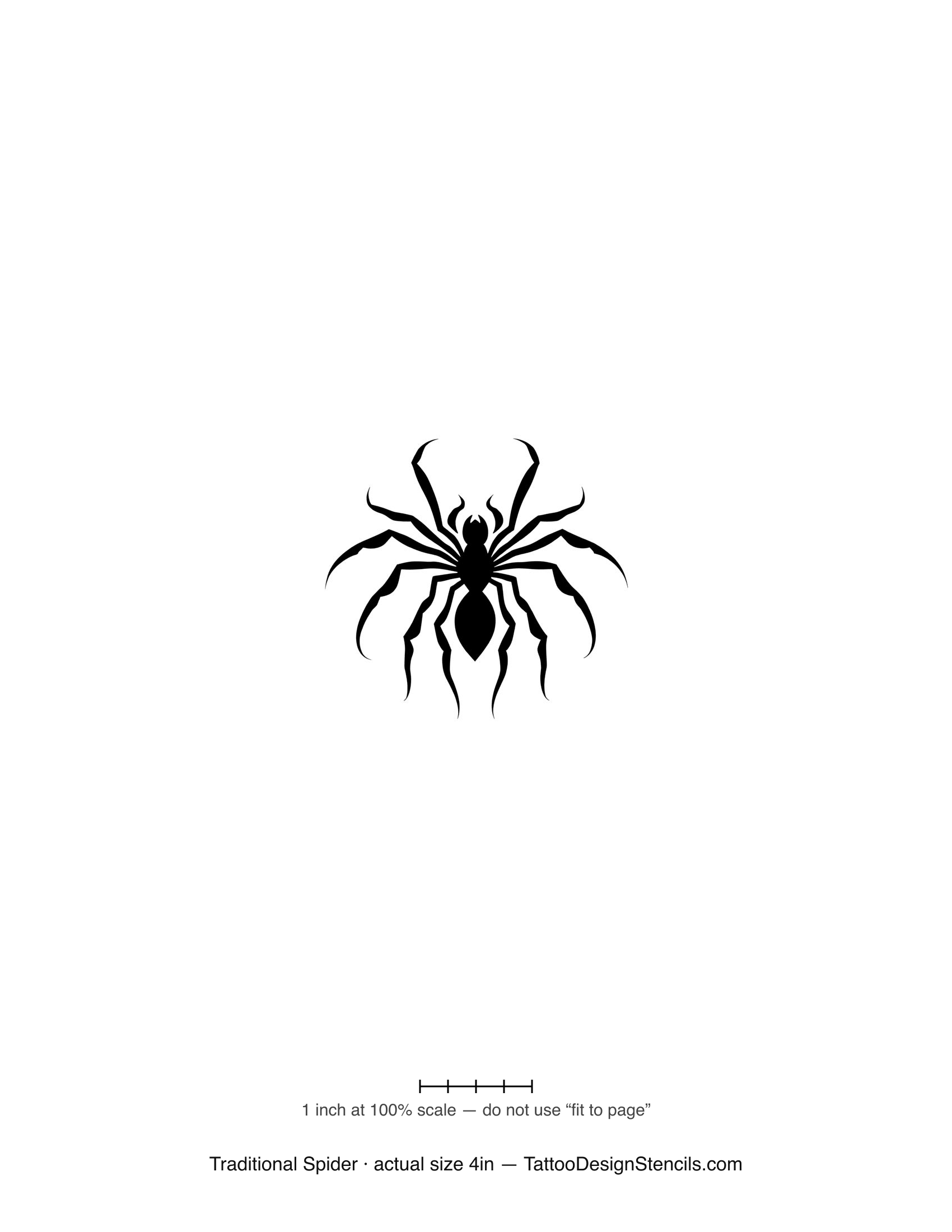 Traditional spider tattoo stencil — bold old-school flash spider