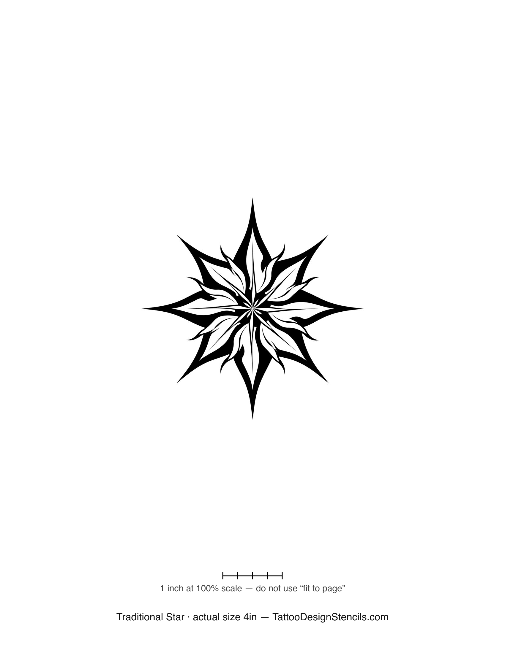 Traditional nautical star tattoo stencil — bold old-school chunky points