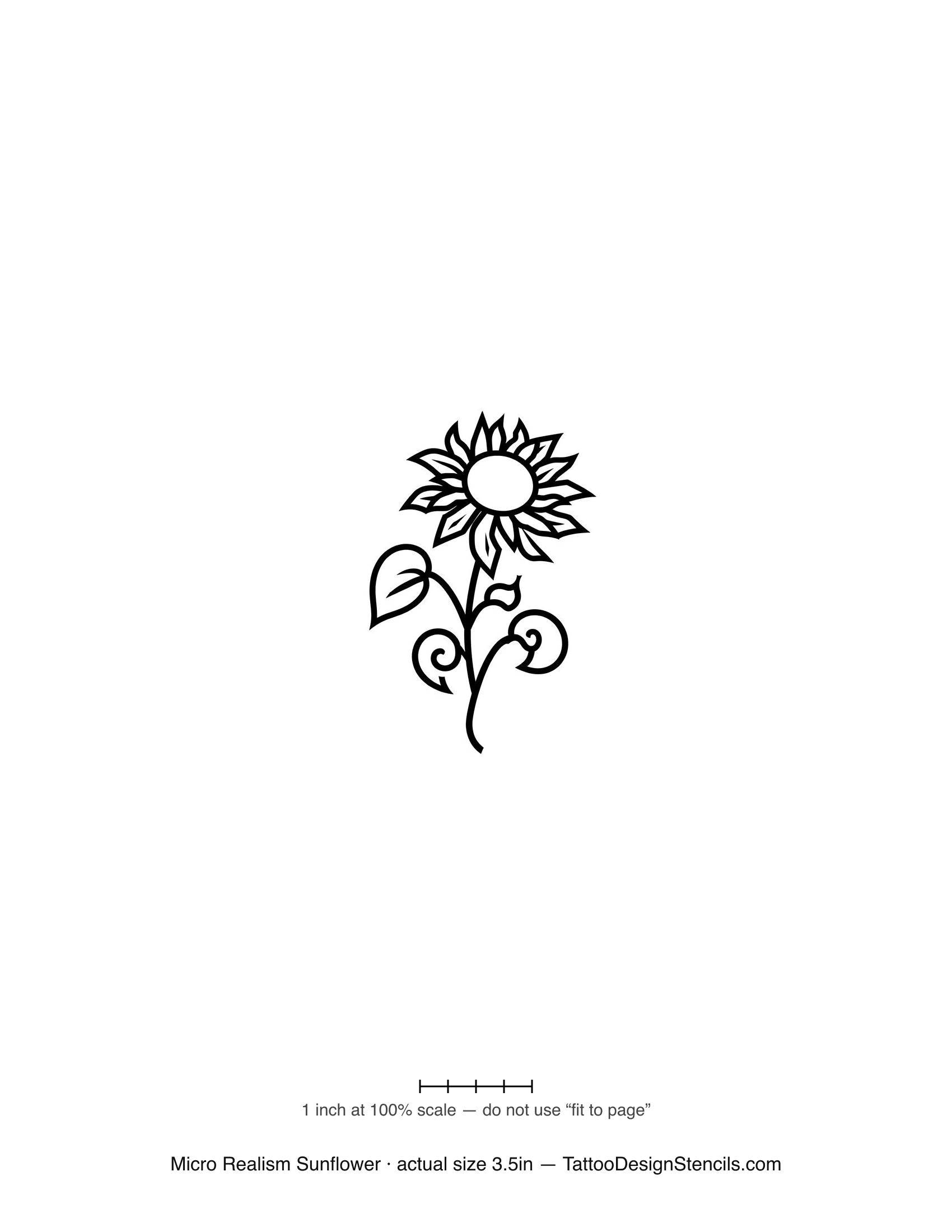 Micro realism sunflower tattoo stencil — realistic seed and petal detail